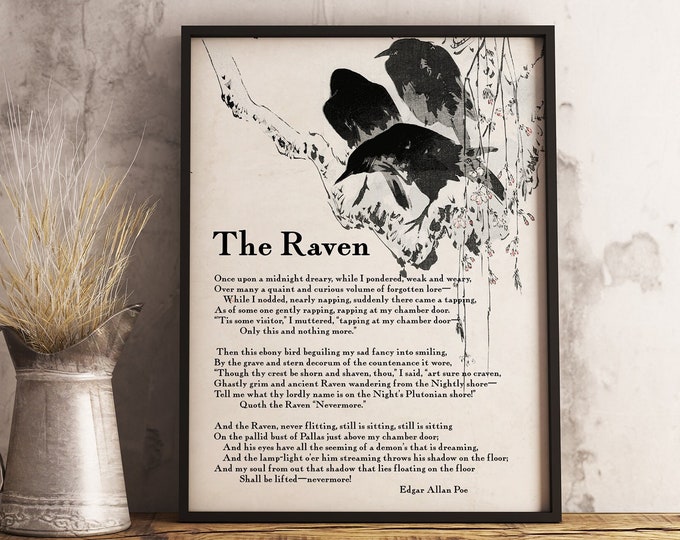 The Raven Edgar Allan Poe Poem Poster Print - Raven Poetry Wall Art ...