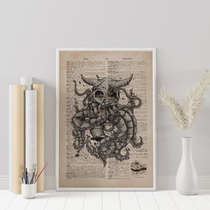 PRINTABLE Vintage Kraken Gothic Nautical Dictionary Poster Print - Sailor Gift, Beach House Decor -  Antique Octopus, Sea - DIGITAL DOWNLOAD
