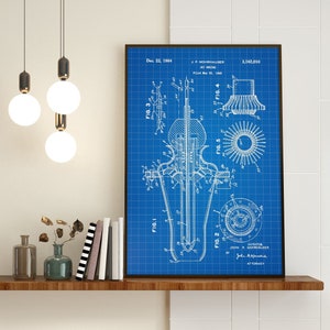 Vintage Jet Engine Patent Poster - Aerospace Engineer, Airplane Lover, Pilot, Graduation Gift - Antique Aircraft Wall Art Print UNFRAMED