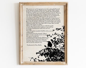 PRINTABLE Frankenstein Quote Print - Gothic Horror Literature Poster - Mary Shelley Wall Art  - English Major Graduation, Teacher Gift