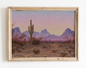Western Country Landscape Print - Vintage Rustic Arizona Canyons Farmhouse Oil Painting Wall Art Decor - UNFRAMED