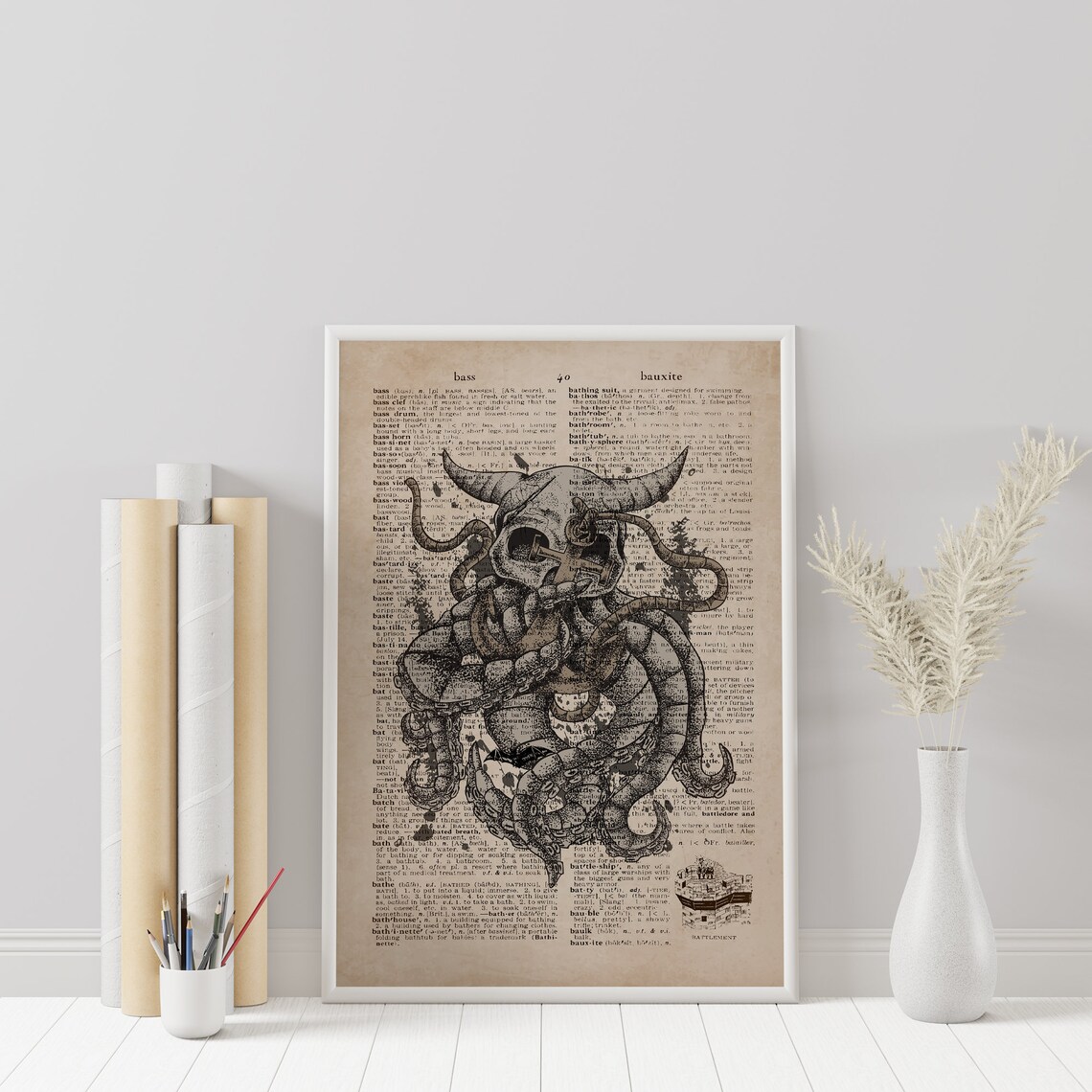 PRINTABLE Vintage Kraken Gothic Nautical Dictionary Poster Etsy