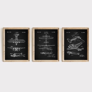 PRINTABLE Vintage Plane Patent Poster Prints SET OF 3 - 1930s Antique Aircraft Illustration Blueprint - Digital Pilot, Engineer Gift Digital