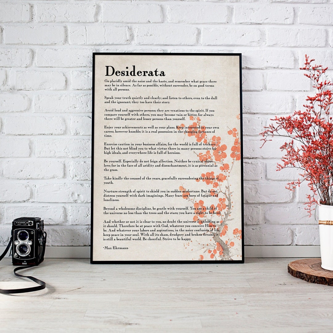 Desiderata Poem Print - Vintage English Literature Poetry Wall Art ...