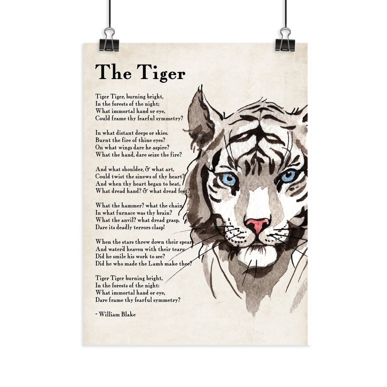 PRINTABLE the Tiger Poem Poster Print William Blake Tyger Etsy Finland