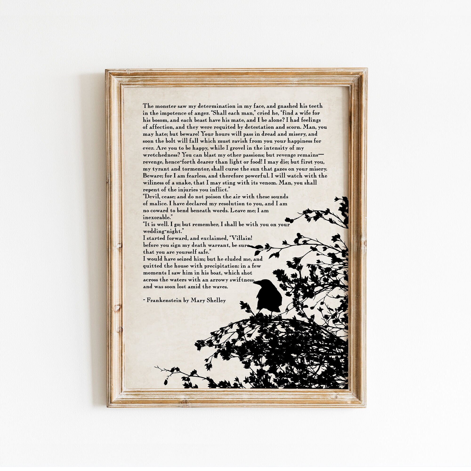 Frankenstein Quote Print - Gothic Horror Literature Poster Mary Shelley Wall Art English Major Graduation English Teacher Gift UNFRAMED