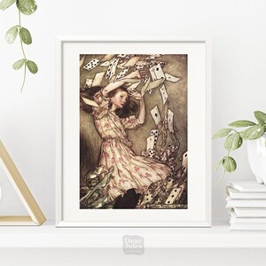 Las aventuras de Alicia en el país de las maravillas / Cartas voladoras Ilustración de Arthur Rackham / Ilustración de libros de literatura clásica de Lewis Carroll
