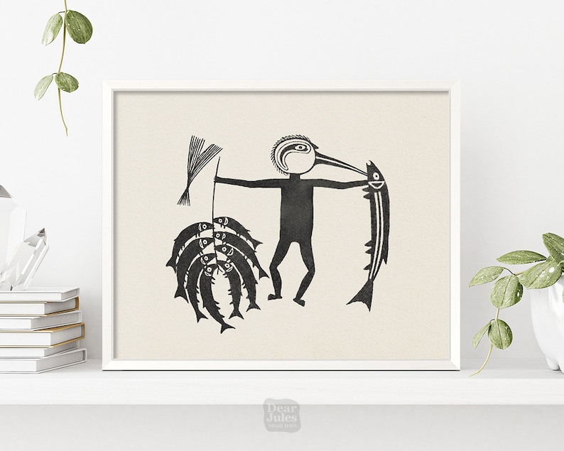 fishing-mimbres-pottery-poster