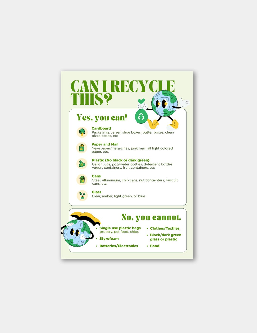 Detailed Recycle Flyer R Recycle Guide | Printable Recycling Flyer Poster Sign for Download - Etsy