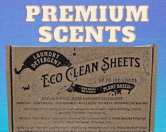 Laundry Detergent Sheets, elevated & curated PREMIUM SCENTS, Plant-based, 100-loads, recycled and plastic-free packaging