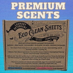 Laundry Detergent Sheets, elevated & curated PREMIUM SCENTS, Plant-based, 100-loads, recycled and plastic-free packaging image 1