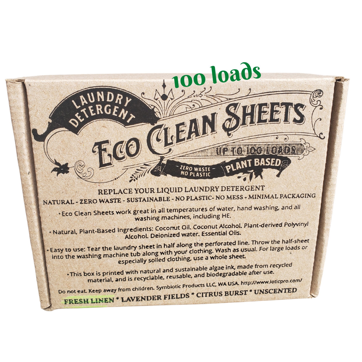 Laundry Detergent Sheets, 100 Loads, All-natural, Concentrated