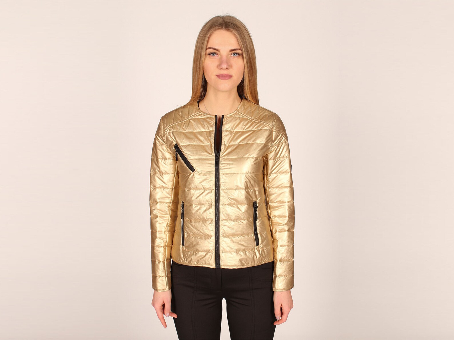 Gold Color Shiny Quilted Woman Coat Gold Color Coat Elegant Etsy