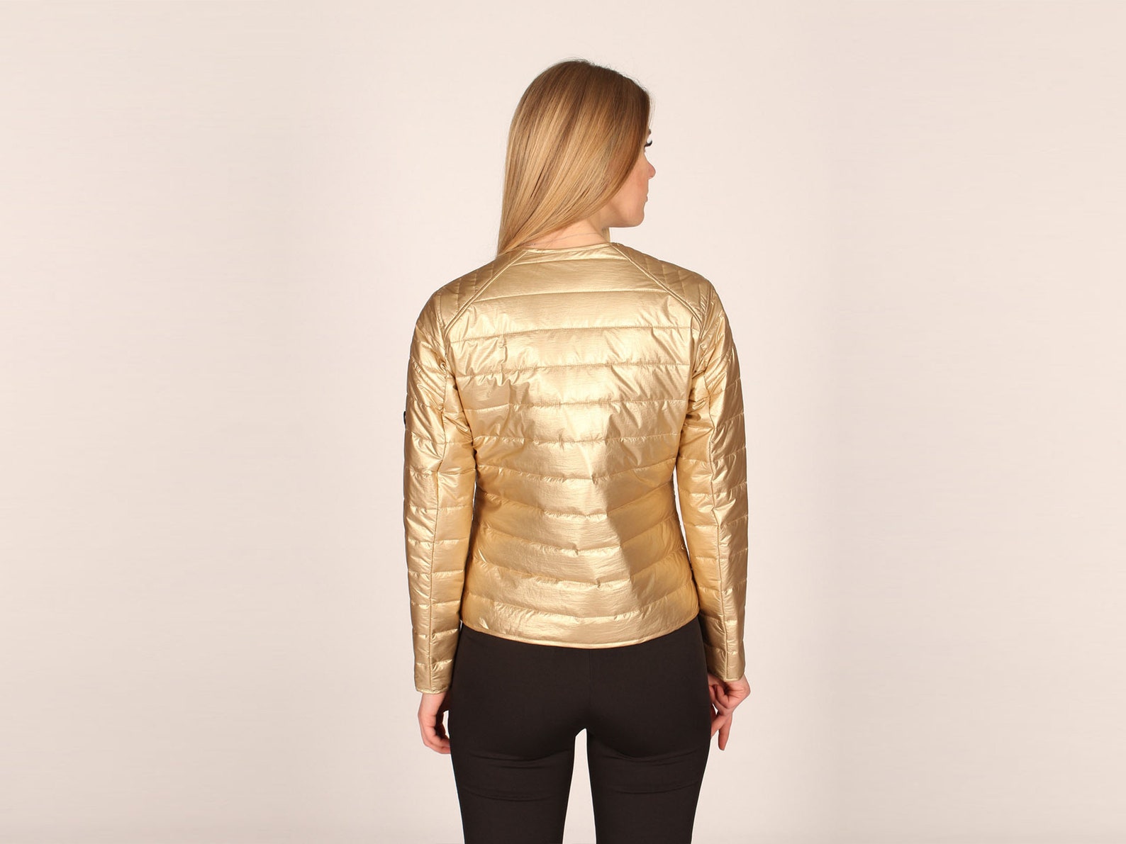 Gold Color Shiny Quilted Woman Coat Gold Color Coat Elegant Etsy
