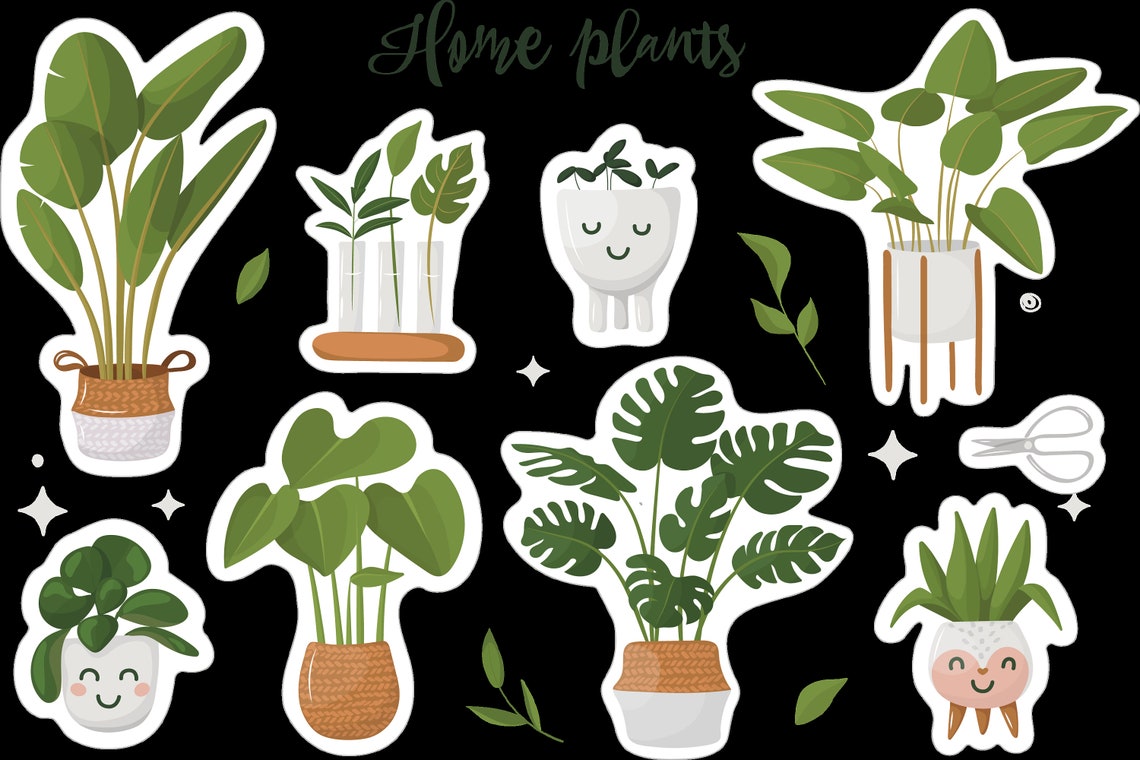 Printable Home Plant Stickers Digital Download PNG File Etsy