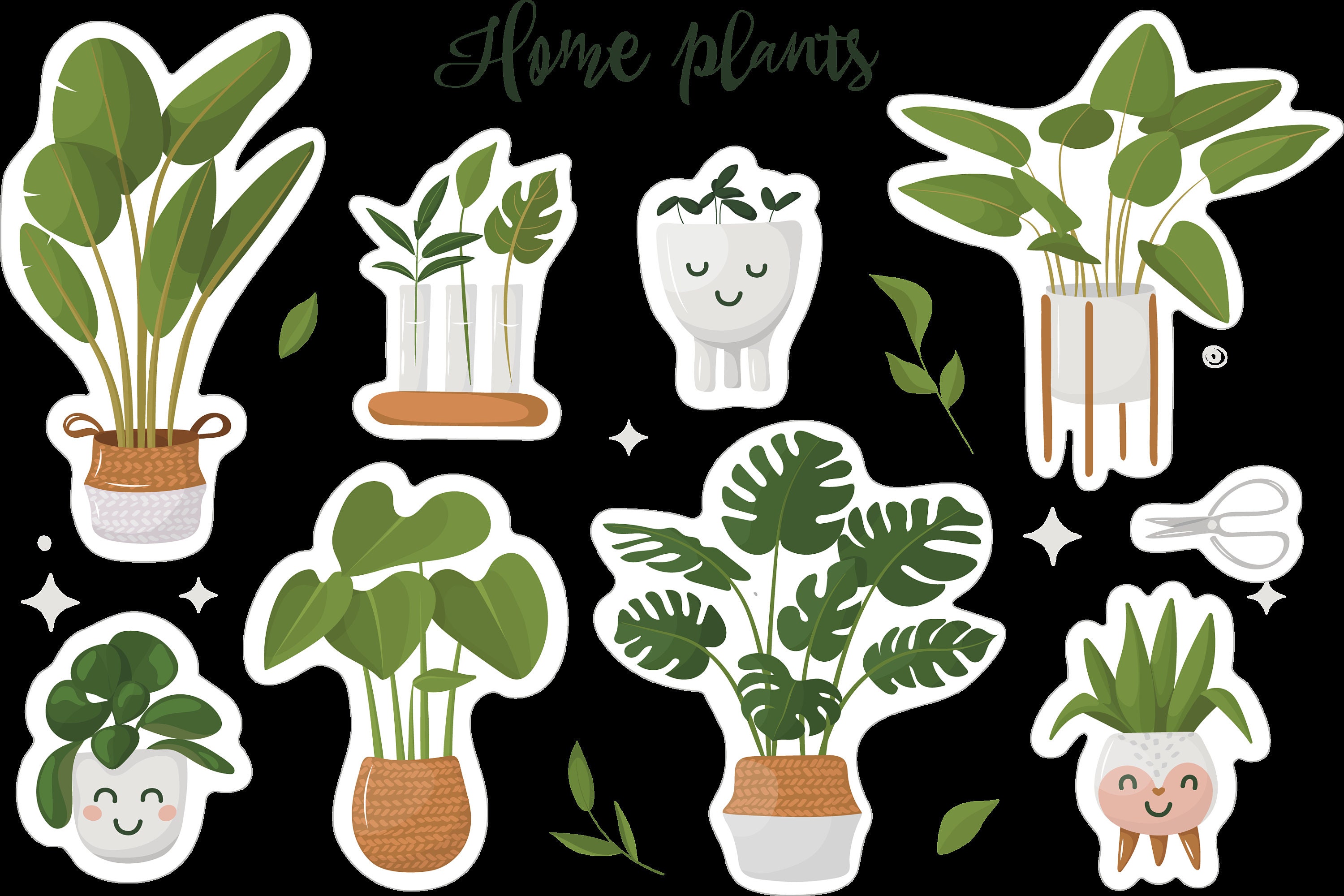 Printable Home Plant Stickers Digital Download PNG File - Etsy
