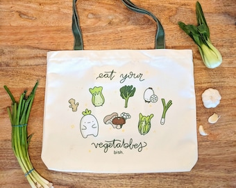 Eat Your Vegetables! printed canvas tote bag | Eco-Friendly | Messenger Bag | Grocery Bag