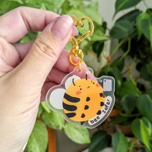 Bee Safe Double Sided Acrylic Keychain Charm |  Cute Gift | Kawaii Accessory