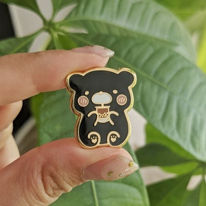 Boba Bear Gold Plated Hard Enamel Pin