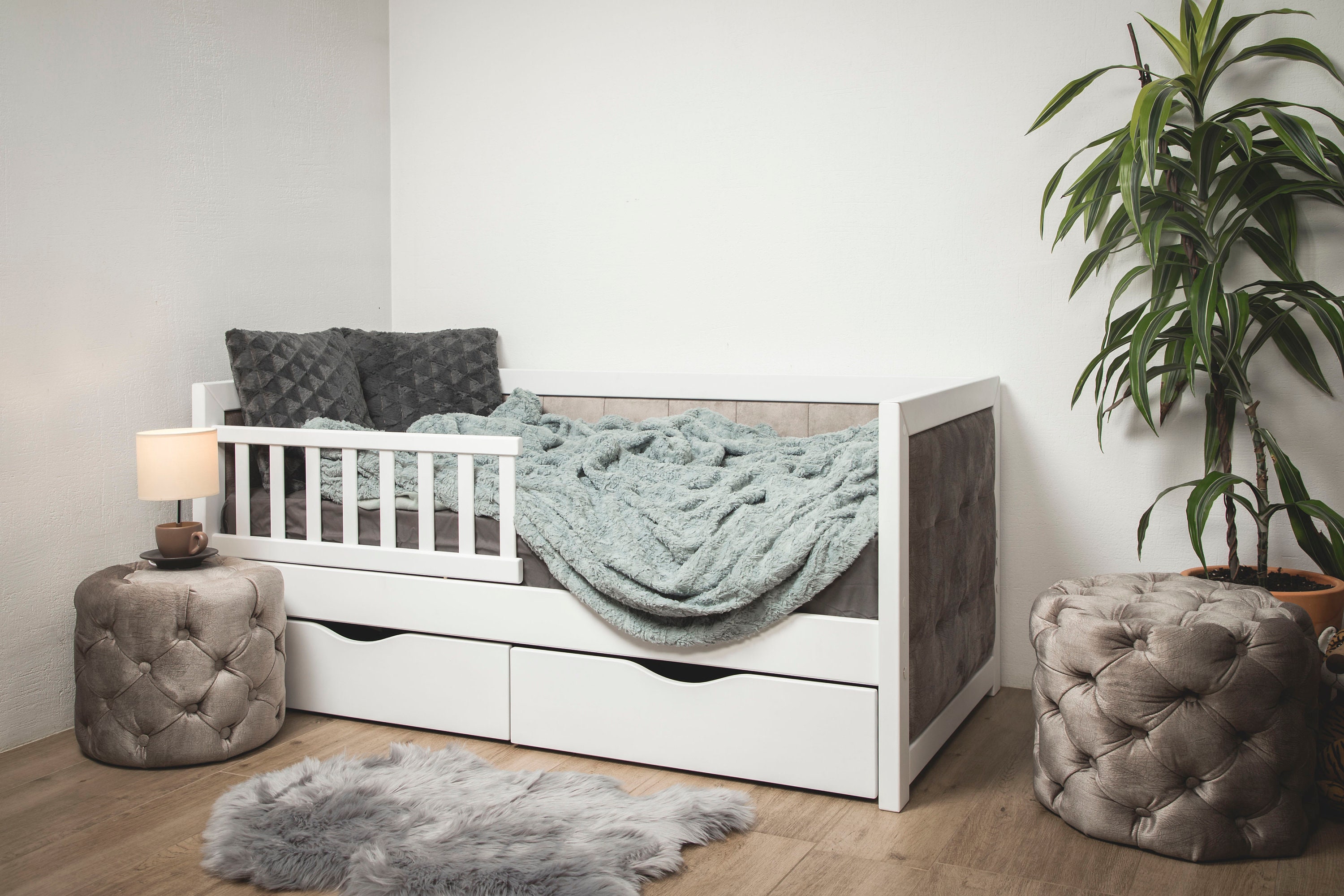 Toddler Kids Bed Solid Wood Platform Bed Frame Modern Full Etsy