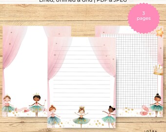 Beautiful Ballet Dancer Printable Notebook Paper, Notebook Journal, Decorative Paper, Writing Paper, Writing Journal, Gift For Ballerina