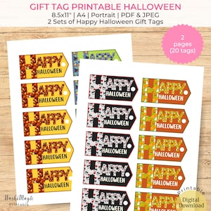 Printable Happy Halloween Gift Tags, Halloween Treat Tag, Halloween Favor Tag, Halloween Goodie Bag Tag, Celebrate Halloween Gift For Kids