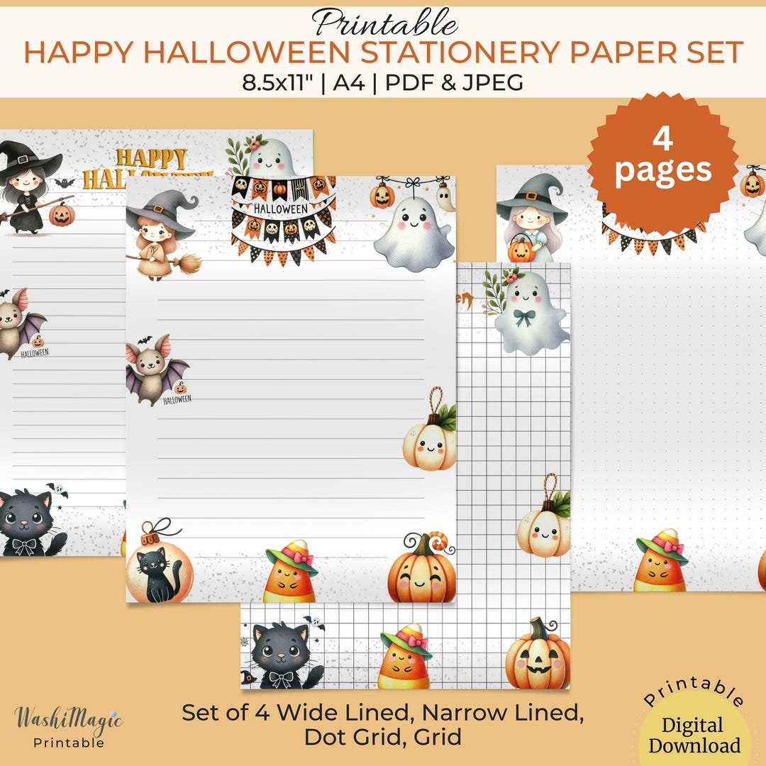 Halloween Stationery Paper Set, Printable Journal Pages (PDF & JPEG) - Etsy