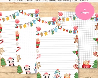 Christmas Snowman Stationery Paper: Printable Lined Set Holiday Note-Taking (PDF & JPEG)