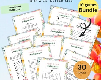 Spring Bloom Game Bundle: Kids & Adults Activities (PDF)