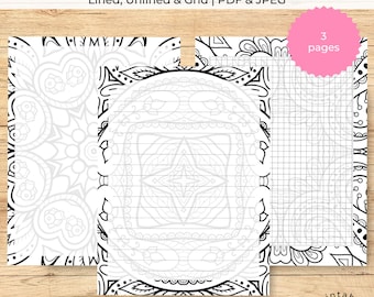 Mystical Mandala Stationery Paper: Coloring Set Journaling Notes (Digital Download)