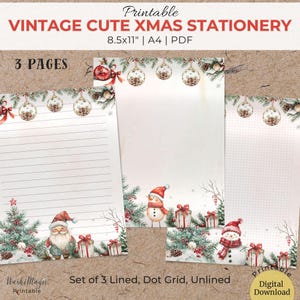 Papelería navideña vintage para imprimir, juego de cartas navideñas vintage, bonitos imprimibles, papelería festiva, correo feliz
