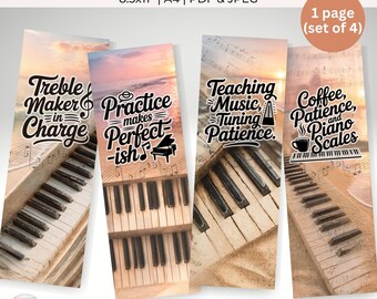 Sunset Vibe Piano Quotes Bookmarks Set Printable Teacher Bookmark (PDF & JPEG)