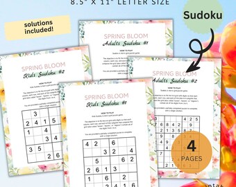 Sudoku Game Printable: Kids & Adults, Family Game Night, Classroom Activities (PDF)
