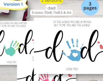 Father&#39;s Day Handprint Art Printable: DIY Dad Keepsake Preschool Art Activity (PDF)