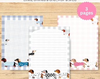 Dachshund Lovers' Notebook and Journal Paper Set, Printable Pages for Snail Mail Letter Writing For Penpals, Writing Journal, To Do List