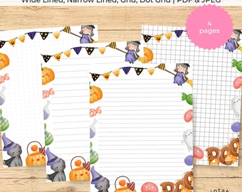 Halloween Mushroom Stationery Paper: Printable Lined Note Set (PDF & JPEG)