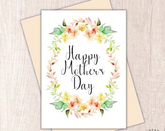Printable 3 in 1 Happy Mother's Day Card [43] | 4x6" Greeting Card | 4x6" Postcard | 5x7" Greeting Card | Flowers Card For Mom Printable