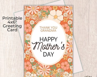 Printable 3 in 1 Happy Mother's Day Card [53] | 4x6" Greeting Card | 4x6" Postcard | 5x7" Greeting Card | DIY Card For Grandma | DIY Gift