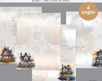 Spooky Haunted House Stationery Set: Halloween Letter Writing (PDF & JPEG)