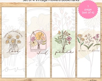 Vintage Floral Bookmarks: Pastel Printable Set DIY Idea For Teachers (Digital Download)