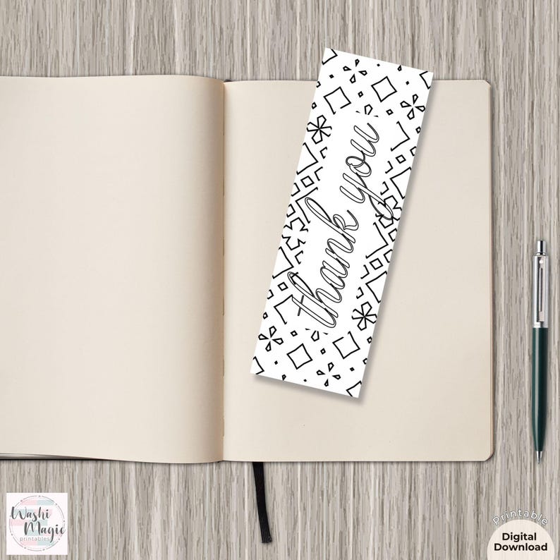 Bookmark Cursive Thank You Coloring Bookmark Set Printable: Cozy Coloring Pages (PDF ...