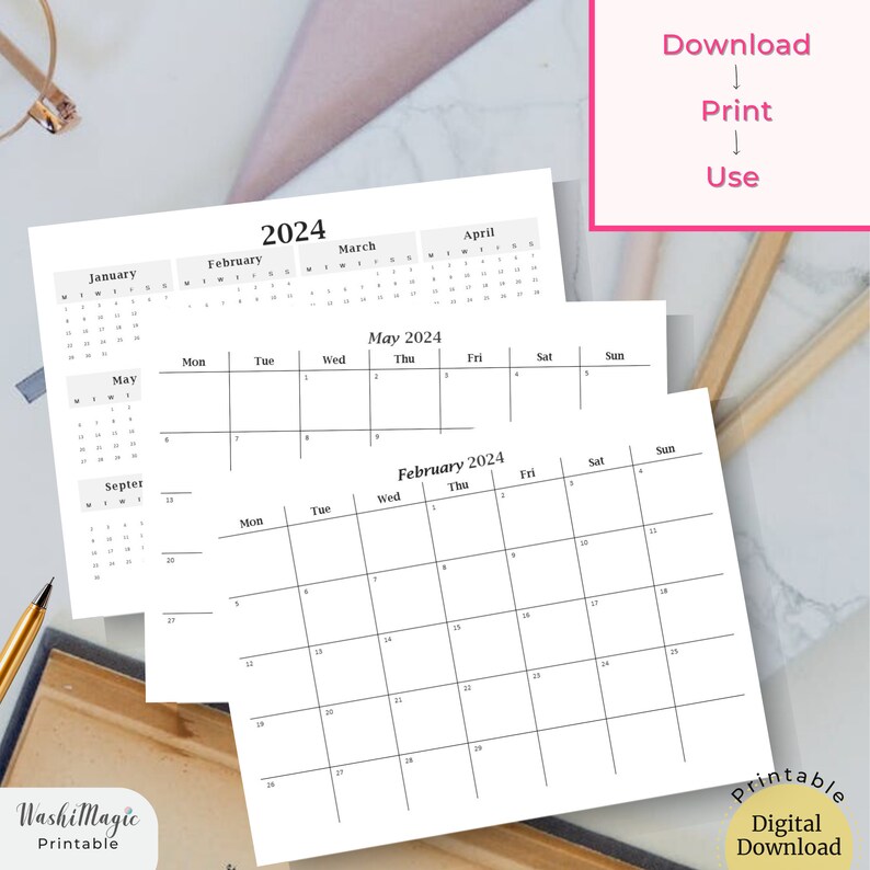 12 Month 2024 Calendar Printable - Il 794xN.5560985772 Pcos