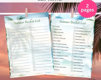 Printable Summer Bucket List: Family Fun Activities Outdoor Adventure Checklist (PDF)