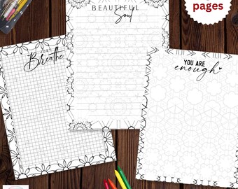 Adult Coloring Stationery Set Printable Self-Care: Quote Coloring Sheets (PDF & JPEG)