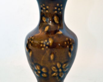 Vintage Art Handcrafted Ceramic Jug, Stoneware Pottery Vase, High Glazed Vase, Home Decor Rustck Vase, Folk Patterns and Motifs, 80's decor