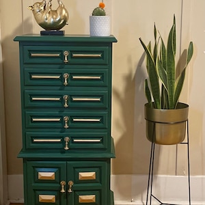 SOLD Tall Antique Emerald Green Dresser Chest of Drawers Narrow and  Slender. San Francisco Bay Area 