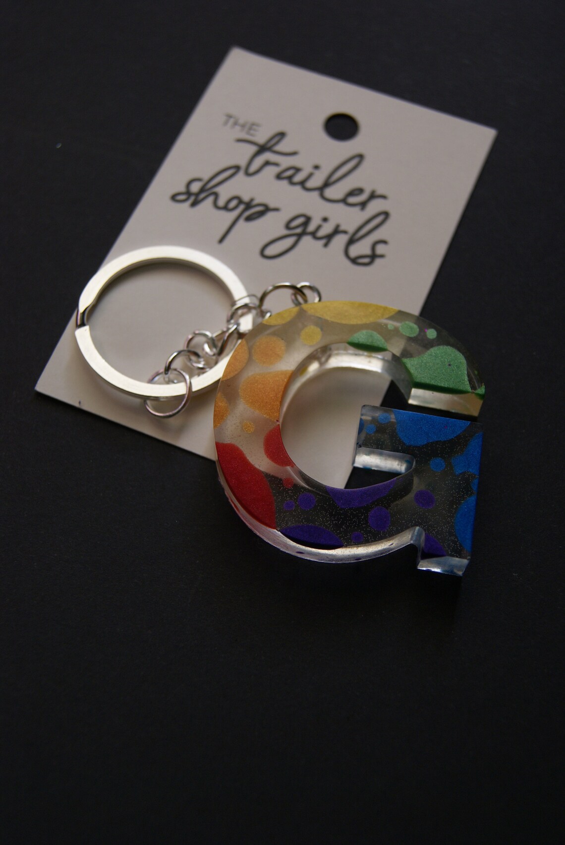 Lava Lamp Inspired Rainbow Resin Letter Keychain Etsy