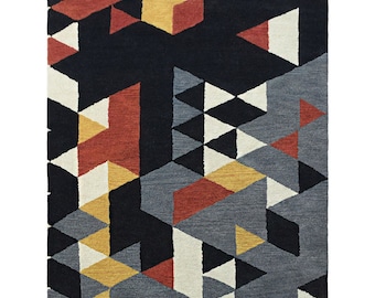 Hand Tufted Wool Geometric Multicolor Eco-Friendly Rectangle Area Rug - Free Shipping | 90 DAYS FREE RETURN