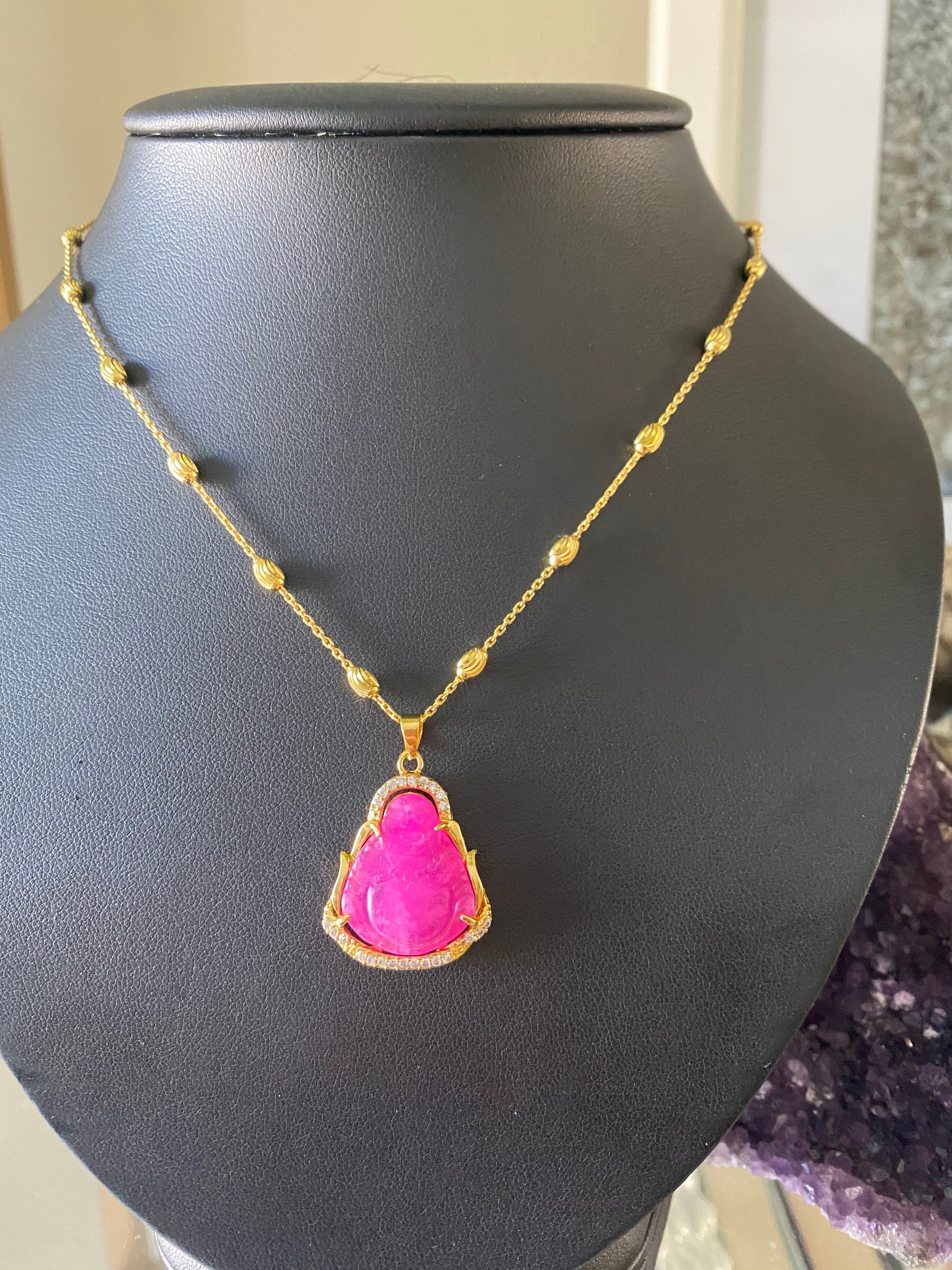 Pink Buddha Buddha pendant Buddha necklace Etsy