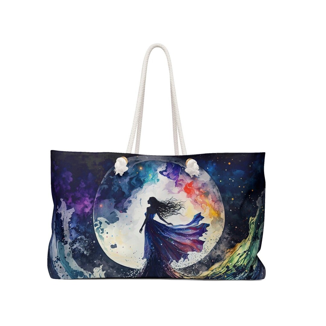 Mystical Moon Bag, Watercolor Print Moon Dancing Tote Bag, Moonlight ...